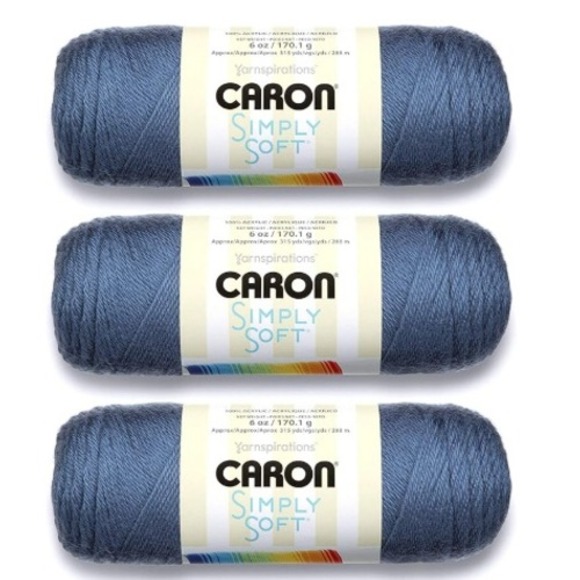 Caron Other - Caron Simply Soft Yarn 3 Skeins country Blue Acrylic Craft Knitting Crochet